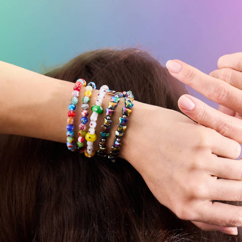 Arc-en-ciel | Argent sterling 925 | Bracelet de luxe en forme de champignon en verre Firefly